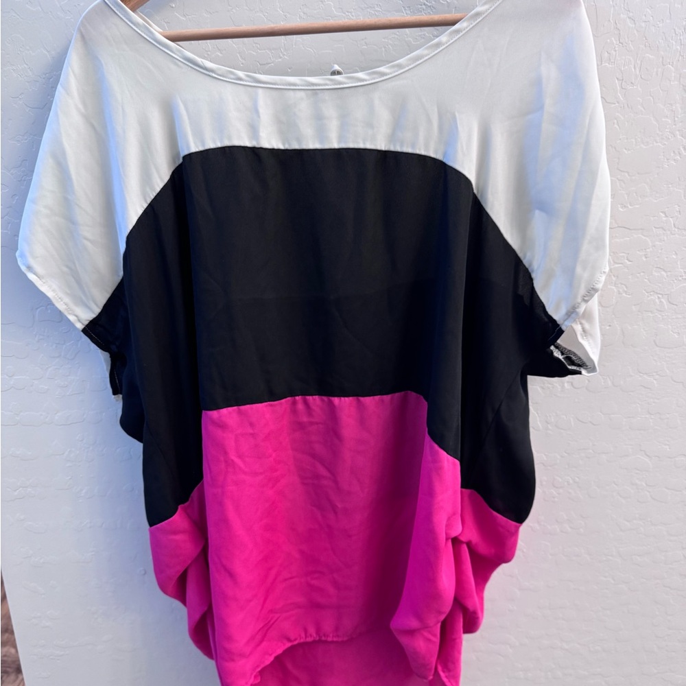 Colorblock Women's Top - Black, Pink, and White